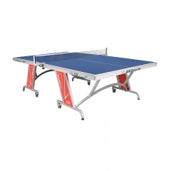 Mesa de tênis de mesa com dobradiças simples com fachada com rodas para entretenimento
