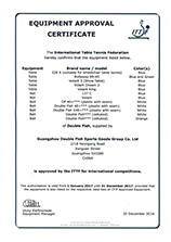 Certificado de Aprovação do Equipamento Fish-ITTF Double Fish