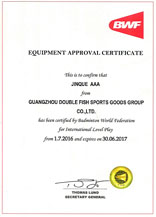 Certificado de Aprovação do Equipamento de Badminton Shuttlecock