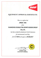 Certificado de aprovação do equipamento de Badminton